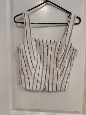 Old Navy White and Black Striped Button-Front Cami